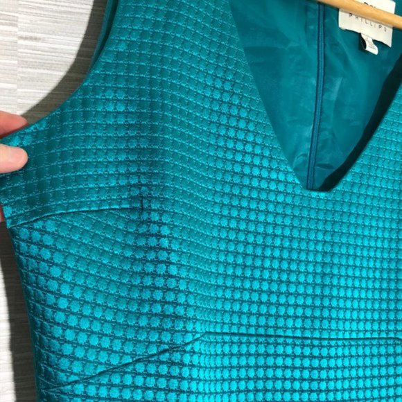 AG Phillips Size 8 Dress Teal Textured Sleeveless Career Style Pleated Skirt - Picture 2 of 9